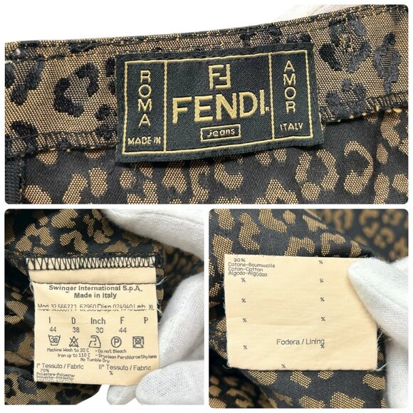 FENDI Vintage FF Logo Leopard Midi Dress One-piece #44 Brown Black [105688] - Picture 12 of 12